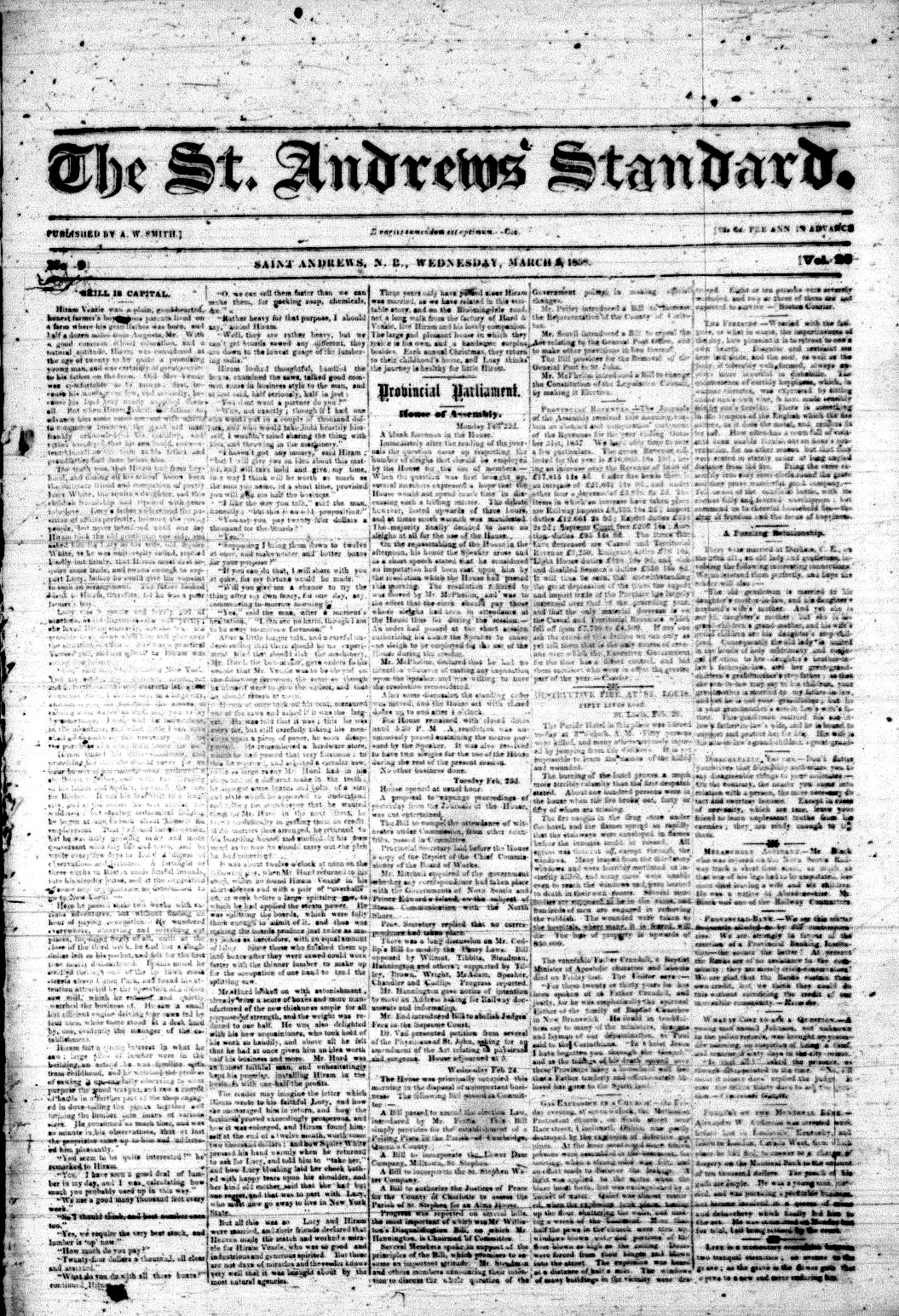 St. Andrews Standard (1856) New Brunswick Historical Newspapers Project